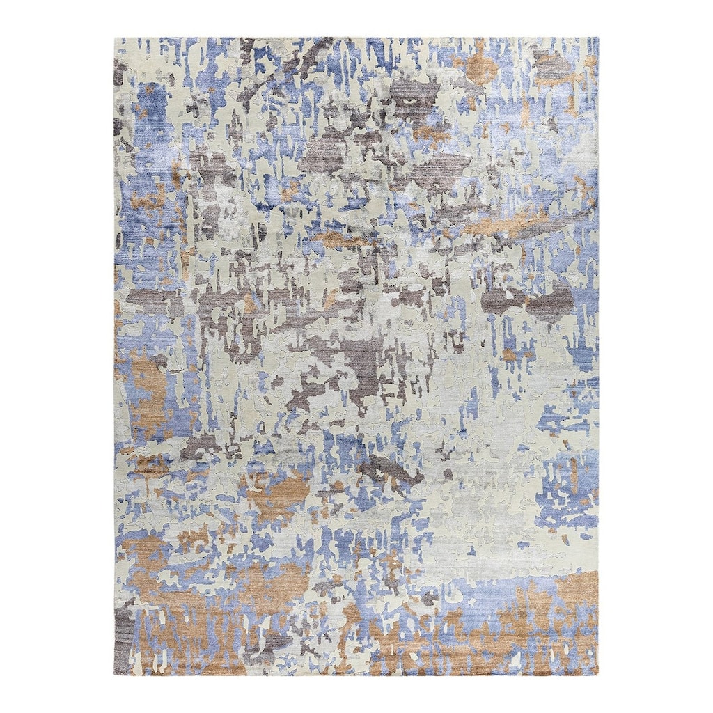 Modern One-of-a-Kind Hand-Knotted Area Rug - Gray, 9' 2" x 12' 0" - 9' 2" x 12' 0"