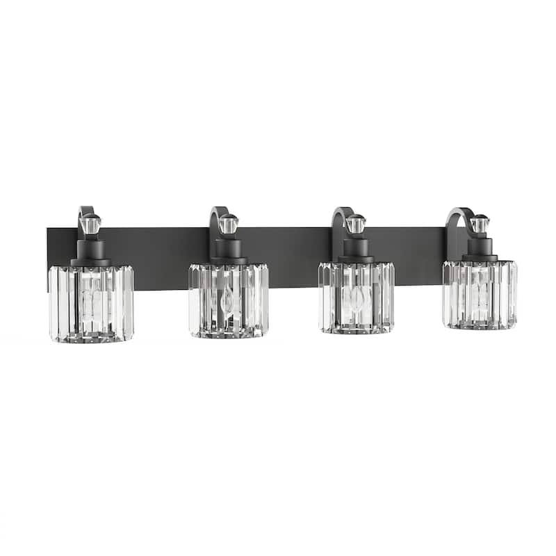 Modern Crystal Bathroom Vanity Lights Black Bathroom Light Fixtures Crystal Vanity Shower Lights Over Mirror - 4 Light