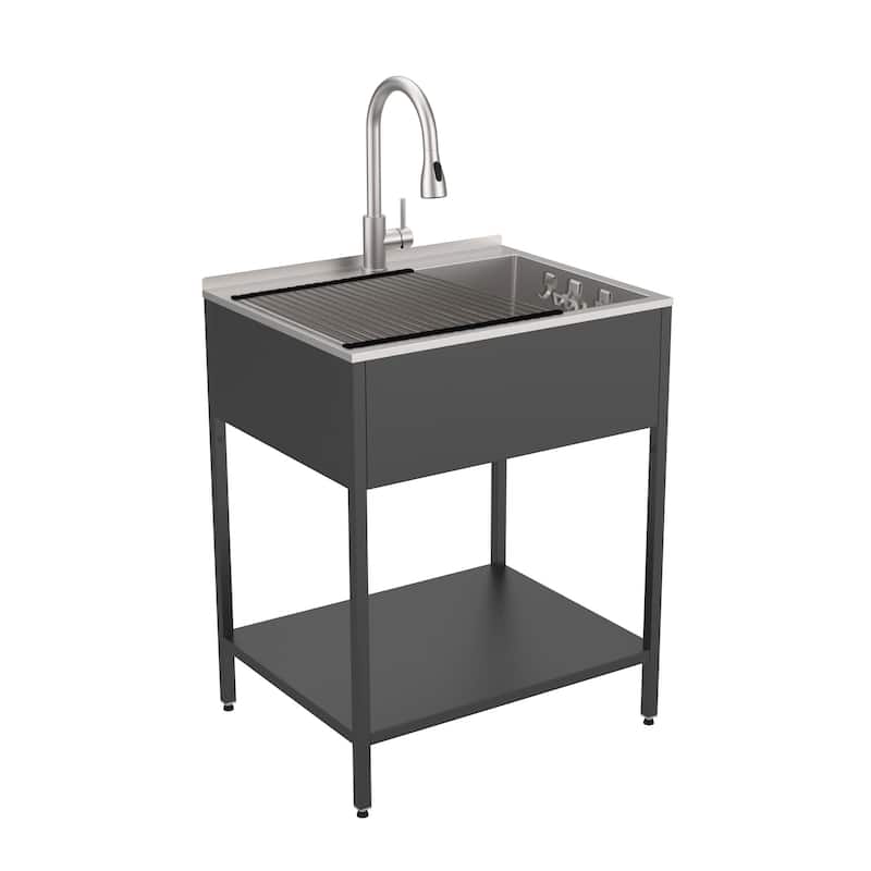 Transolid TRS_K-EWS-2822S Contemporary Laundry Washstand 28" Free - Matte Black