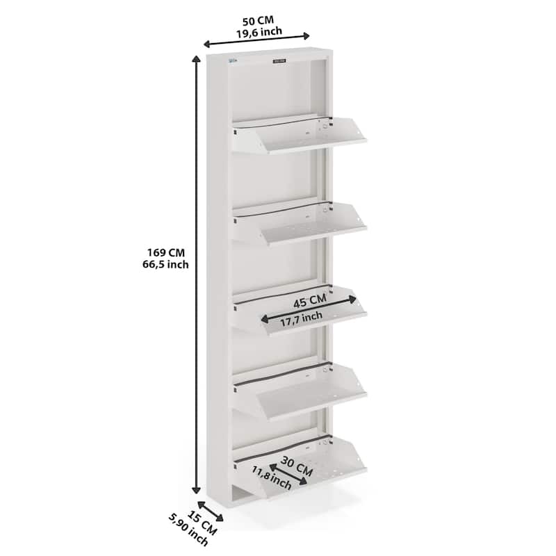 Antibacterial 5 Tier metal shoe cabinet front holes