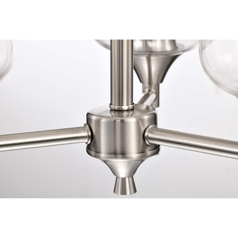 Brushed Nickel 3-Light Modern Chandelier with Clear Wine Glass Shades - Brushed Nickel
