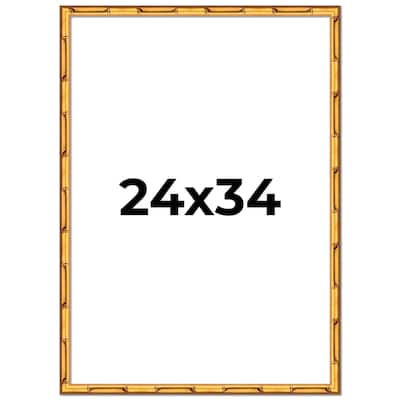24x34 Frame Gold Bamboo Solid Wood Picture Frame | 1 Inch Moulding