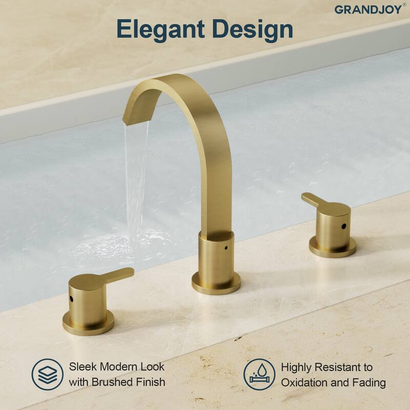 GRANDJOY 3-Hole Widespread Sink Faucet Stainless Steel Waterfall Bathroom Faucet