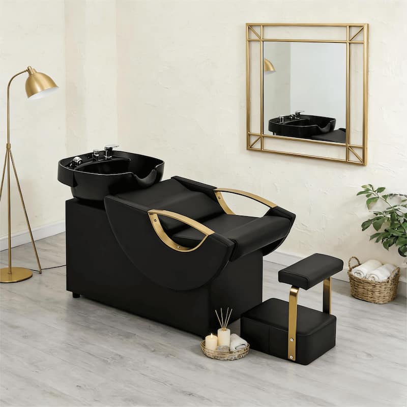 ABS Plastic Shampoo Spa Backwash Barber Salon Chair - Black - 1