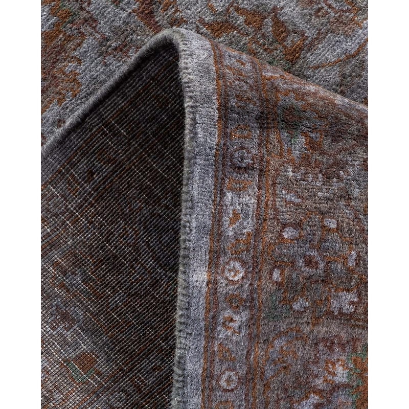 Overton Hand Knotted Wool Vintage Inspired Modern Contemporary Overdyed Gray Area Rug - 2' 6" x 12' 7"
