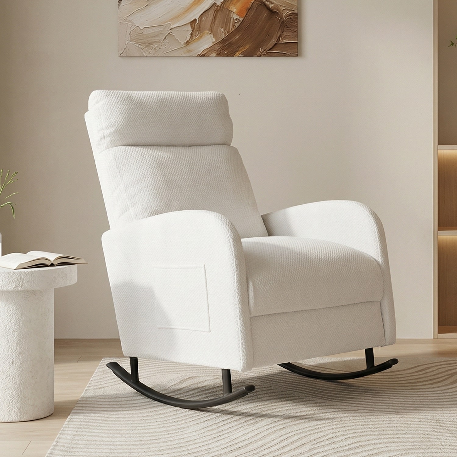 Set of 2 Rocking Chairs, Upholstered Nursery Glider Rocker, Recliner Armchair with Side Pocket for Living Room Bedroom