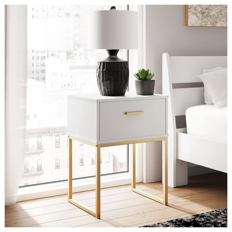 Signature Design by Ashley Socalle White/Gold Nightstand - 1-drawer - White/Gold