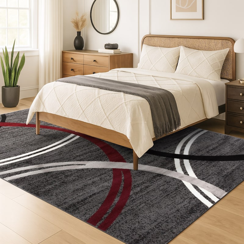 World Rug Gallery Contemporary Abstract Circles Design Area Rug