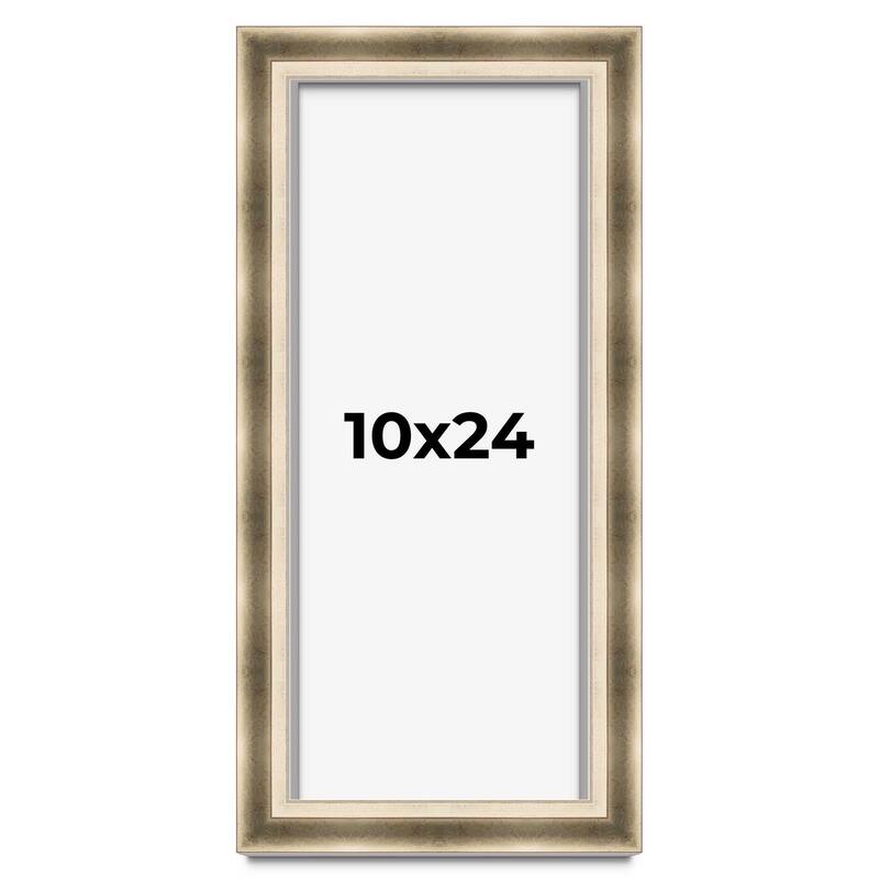 10x24 Shadow Box Frame Silver | 1.75 inches Deep Real Wood Traditional