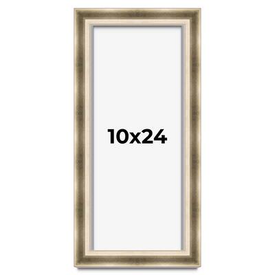 10x24 Shadow Box Frame Silver | 1.75 inches Deep Real Wood Traditional