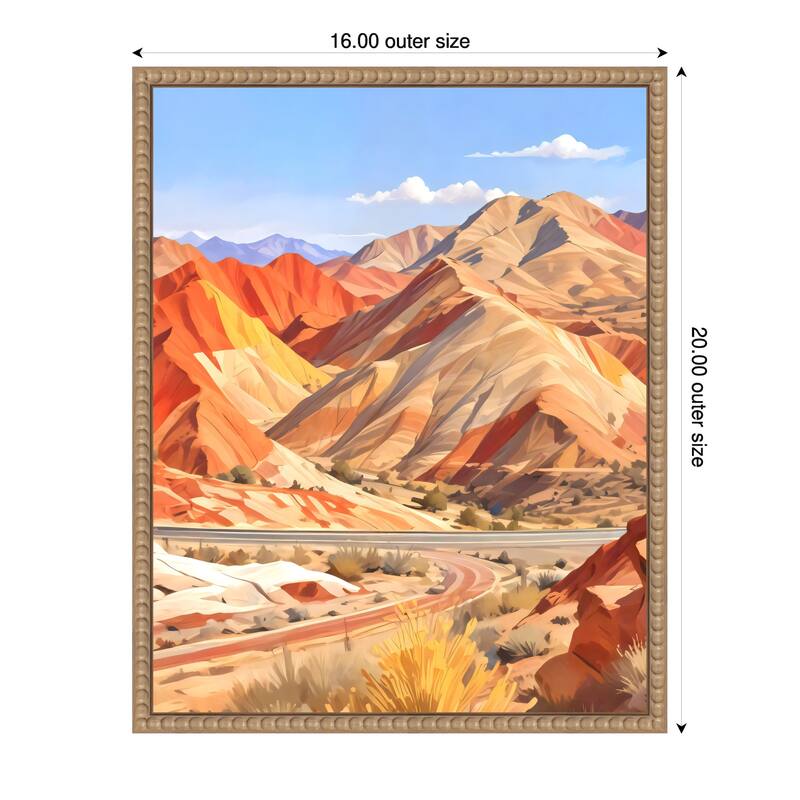 Where the Earth Wears Fire and the Sky Whispers Peace by Uma Gokhale Framed Canvas Wall Art Print - 16 x 20 in