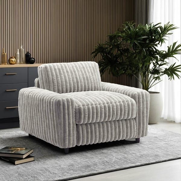 slide 2 of 6, Veyron Furry Channel Fabric Down-filled Chair by iNSPIRE Q Modern