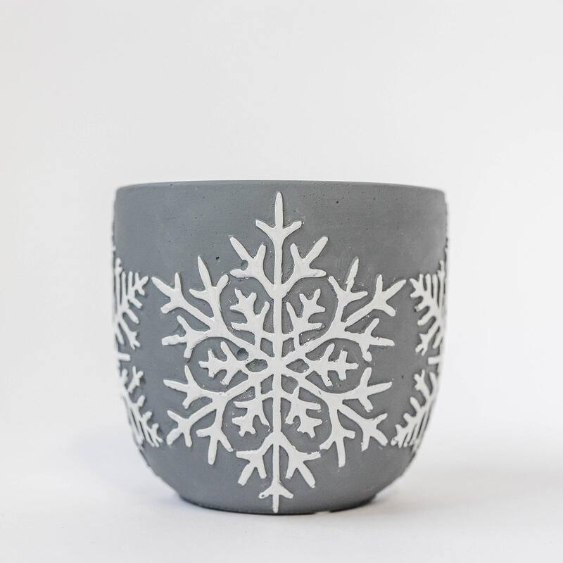 Gray With Snowflake Pattern Planter