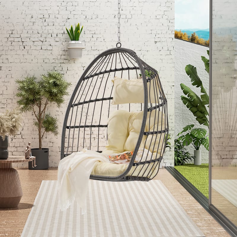 Egg-Shaped Hanging Basket Chair Swing Chairs Outdoor Hanging Egg Chair