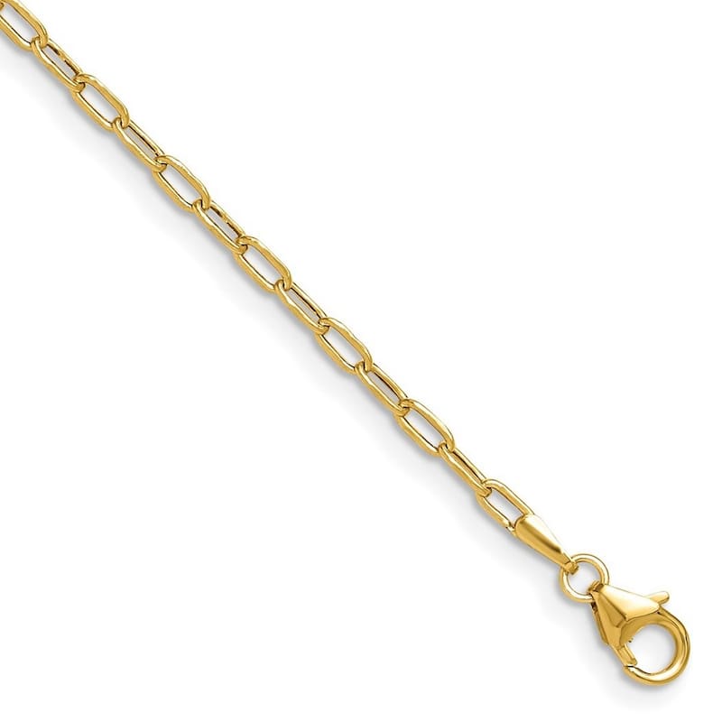 Curata 14k Yellow Gold 2.2mm Semi solid Beveled Paperclip Chain BraceletOptions: 7" 8"