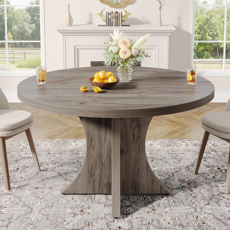 Round Dining Table for 4-6, 47.2" Black Kitchen Table
