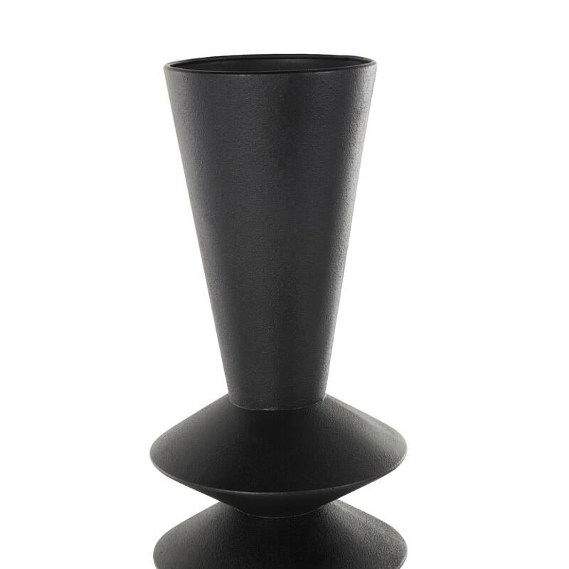 Black Metal Art Deco Fluted Decorative Vase
