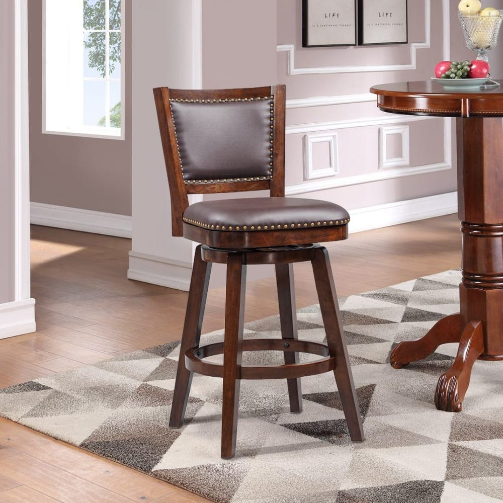 Broodmoor Brown Swivel Wood Stool