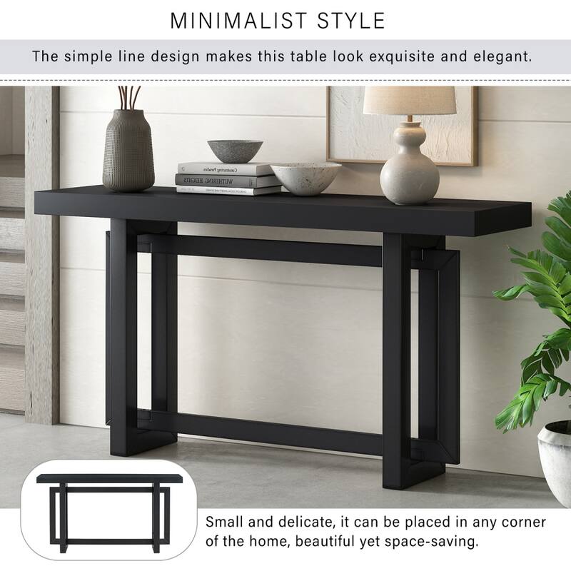 59.1 in. W Contemporary Console Table with Wood Top
