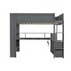 preview thumbnail 19 of 24, Wood Loft Bed Frame w/ Built-in Desk, LED & Charging Station, Gaming Loft Bed w/ Multi-Storage Shelves & Drawer for Teens Adults