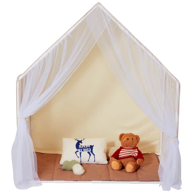 Yurt Style Kids Tent with Floor Mat and Light for Toddlers - 52 x 36.2 x 60.2 in