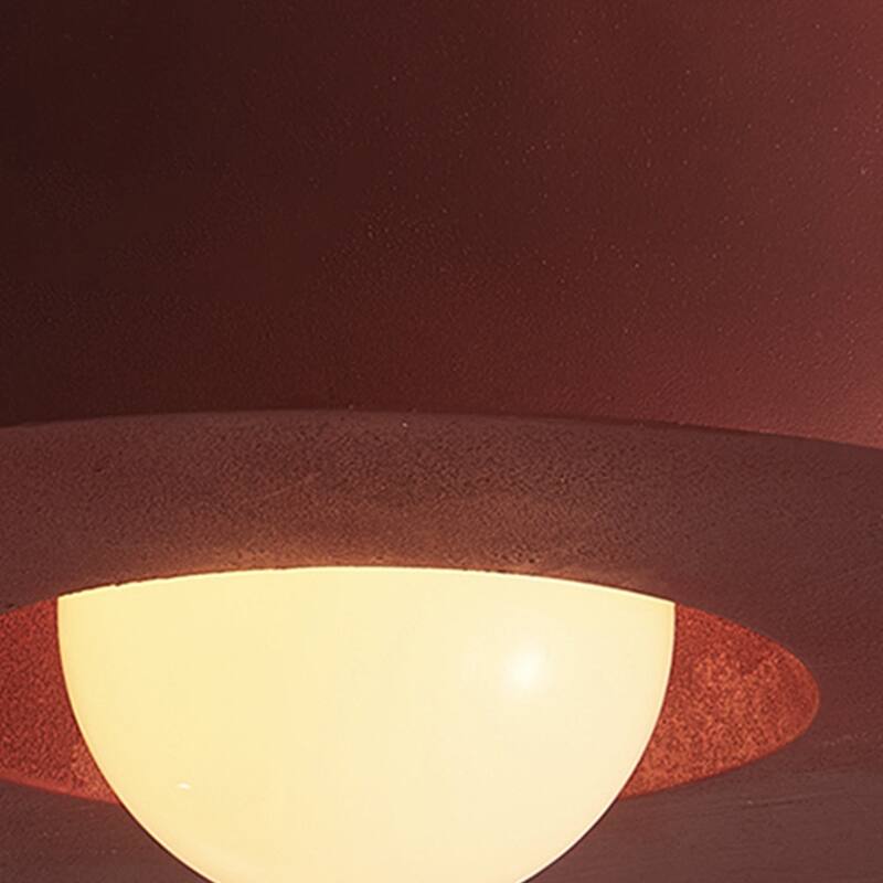 Shaker Resin Round Drum Single Semi Flush Mount Ceiling Light