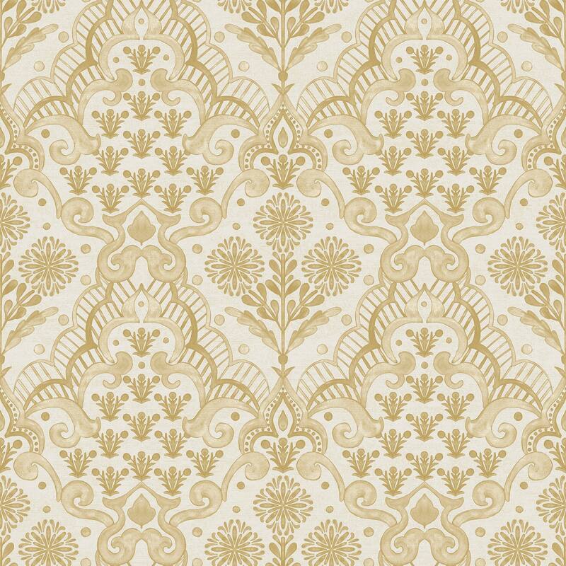NuWallpaper Brownstone Boys Brownstone Blooms Ochre Peel and Stick Wallpaper - N/A