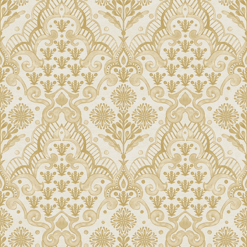 NuWallpaper Brownstone Boys Brownstone Blooms Ochre Peel and Stick Wallpaper - N/A