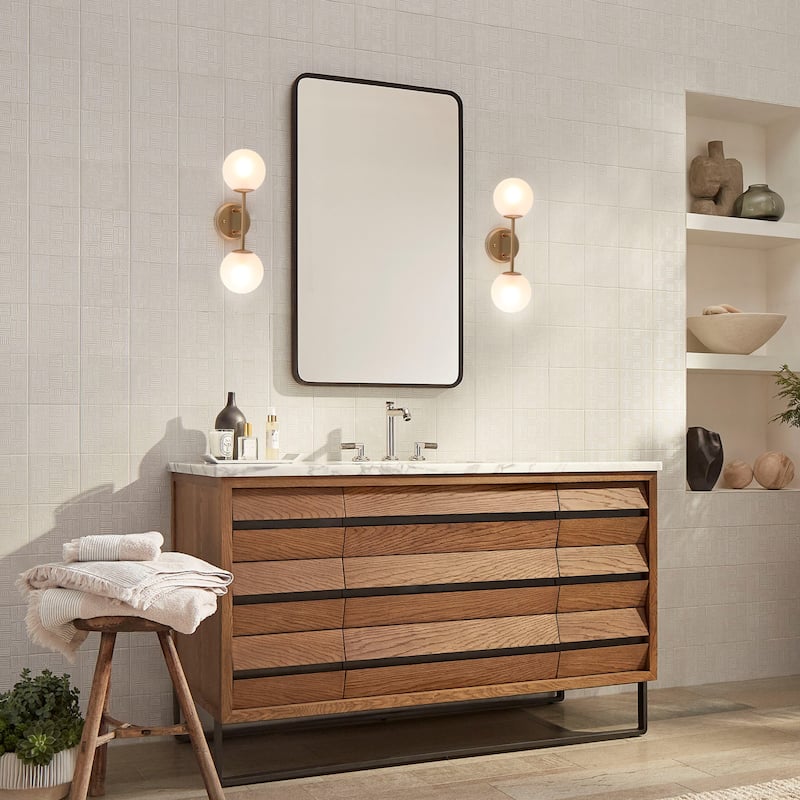 Ciare Modern 2-light Bathroom Vanity Lights Glam Wall Sconce Rose Gold with Frosted Globe Glass Shade