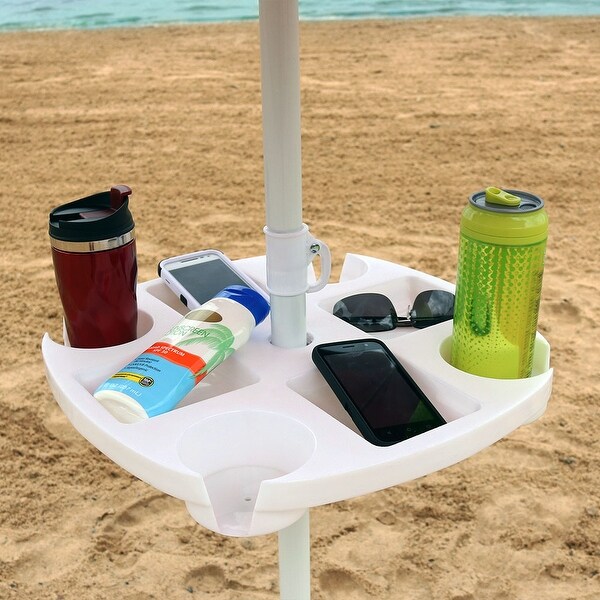 Sunnydaze Beach Umbrella Drink Snack Holder Table Accessory for Picnic and Lake