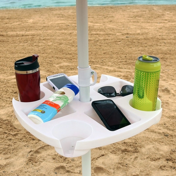 Sunnydaze Beach Umbrella Drink Snack Holder Table Picnic Camping Lake Accessory