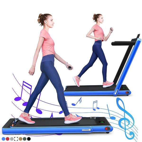 slide 1 of 3, Gymax 2.25HP Under Desk Electric Pad Treadmill Running Machine w/ APP - 49'' x 27'' x 42''