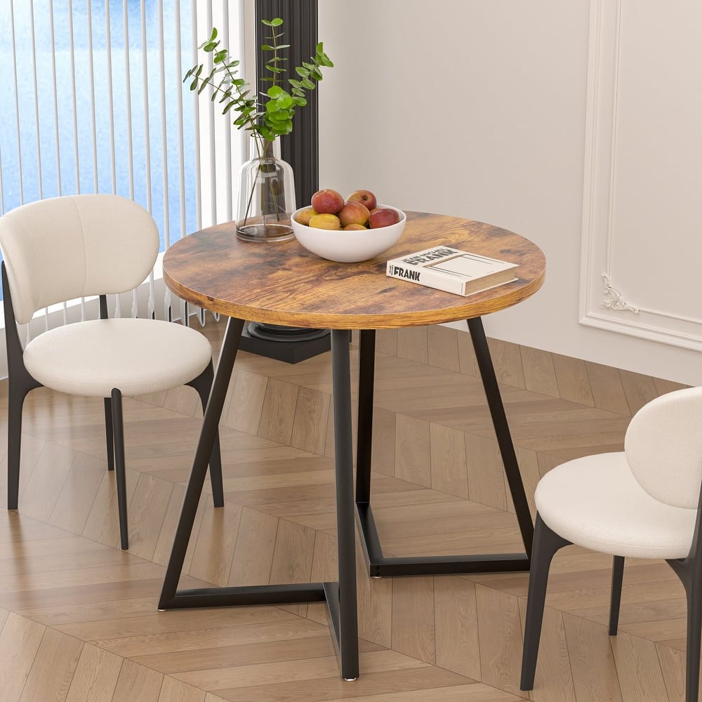 VECELO 35.43'' Round Butterfly Leg Dining Table for 4 MDF Top Kitchen Table Kitchen & Dining Room Tables