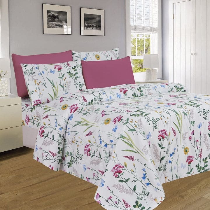 PREMIUS Premium Flora 4 & 6 Piece Microfiber Printed Wrinkle-Free Sheet Set