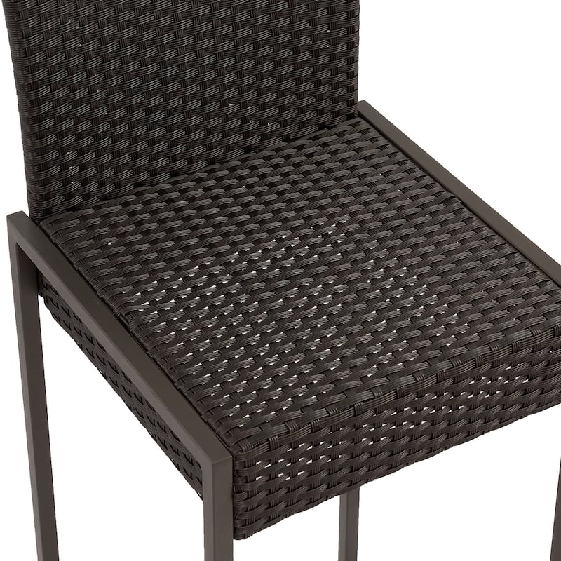 Roomfitters Set of 2 Outdoor Wicker Bar Stools, All-Weather Rattan Bar Chairs with Armrests, Durable and Comfortable Design
