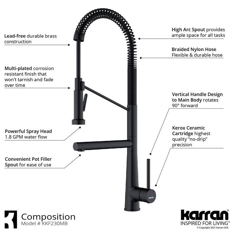 Karran Tumba Single-Handle Pull-Down Sprayer Kitchen Faucet
