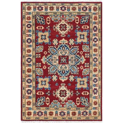 Bohemian Kazak Sidney Red/Beige Wool Rug - 2'9'' x 4'2''