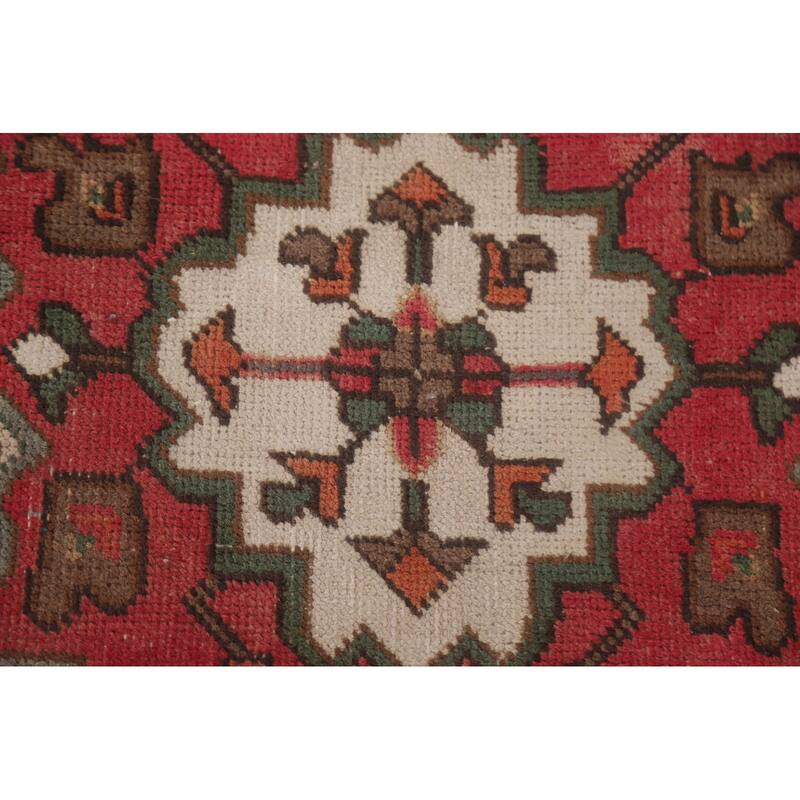 Hand Knotted Oriental 100% Wool Carpet Traditional Medallion Red Heriz Area Rug - 9' 6'' X 6' 3''