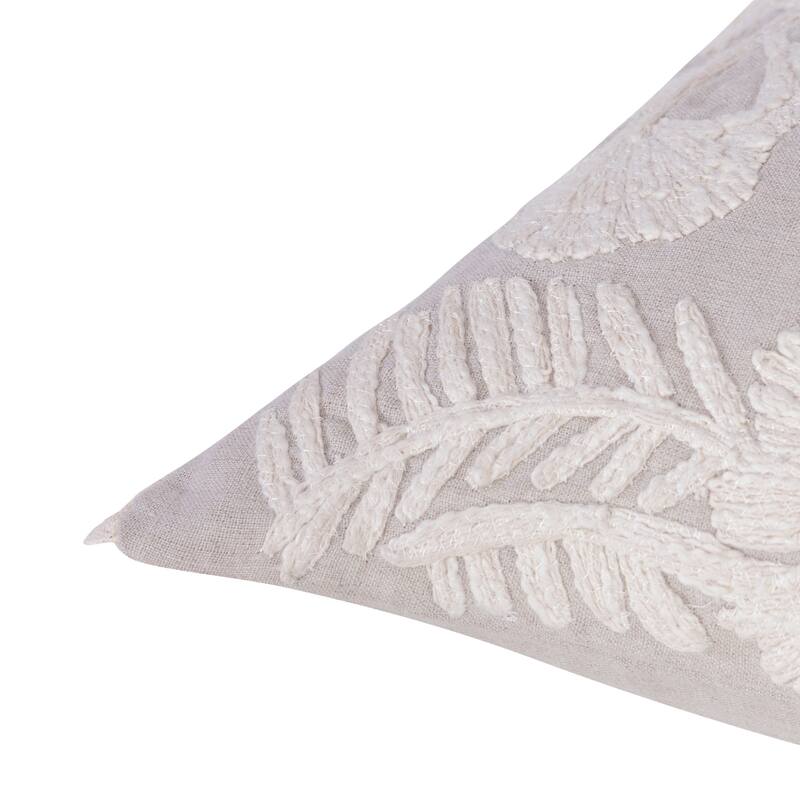Natural and Ivory Throw Pillow with Embroidery