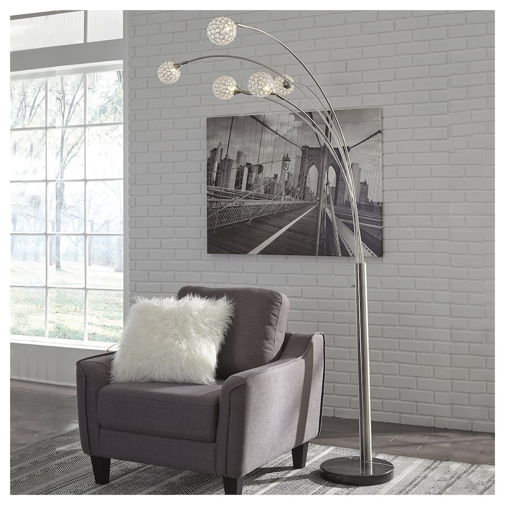 Winter Silver Finish 95 Inch Arc Floor Lamp - 13.75" W x 27" D x 95" H