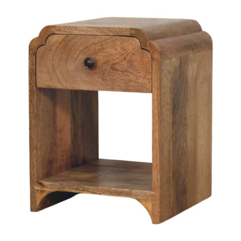 HomeRoots 16" Oak Solid Wood One Drawer Scallop Edge Nightstand