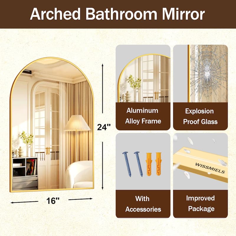 YVANLA Arch Bathroom Wall Mounted Vanity Mirror