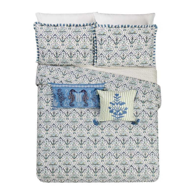 Spartina 449 Hamilton Embroidered Seahorse Decorative Pillow