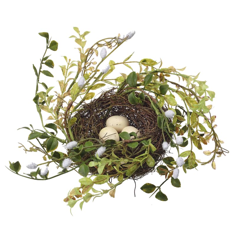 7" Pussywillow Nest With Eggs