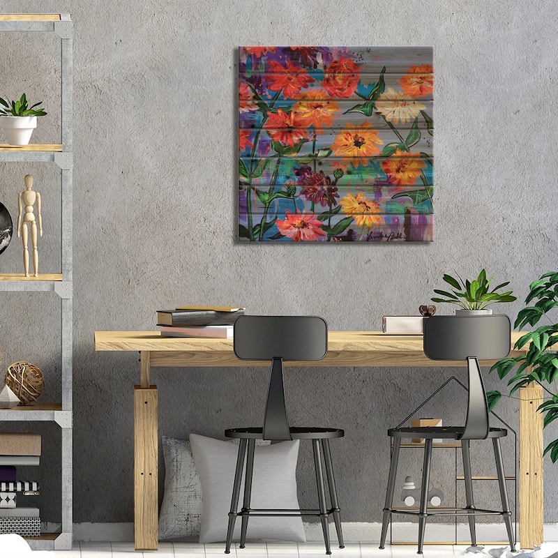 Zinna Portrait Print On Wood by Lindsey Dahl - Multi-Color