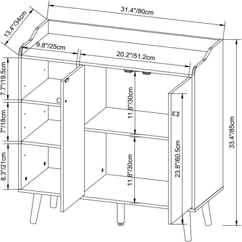 Storage Sideboard - 13.38"D x 31.5"W x 33.46"H