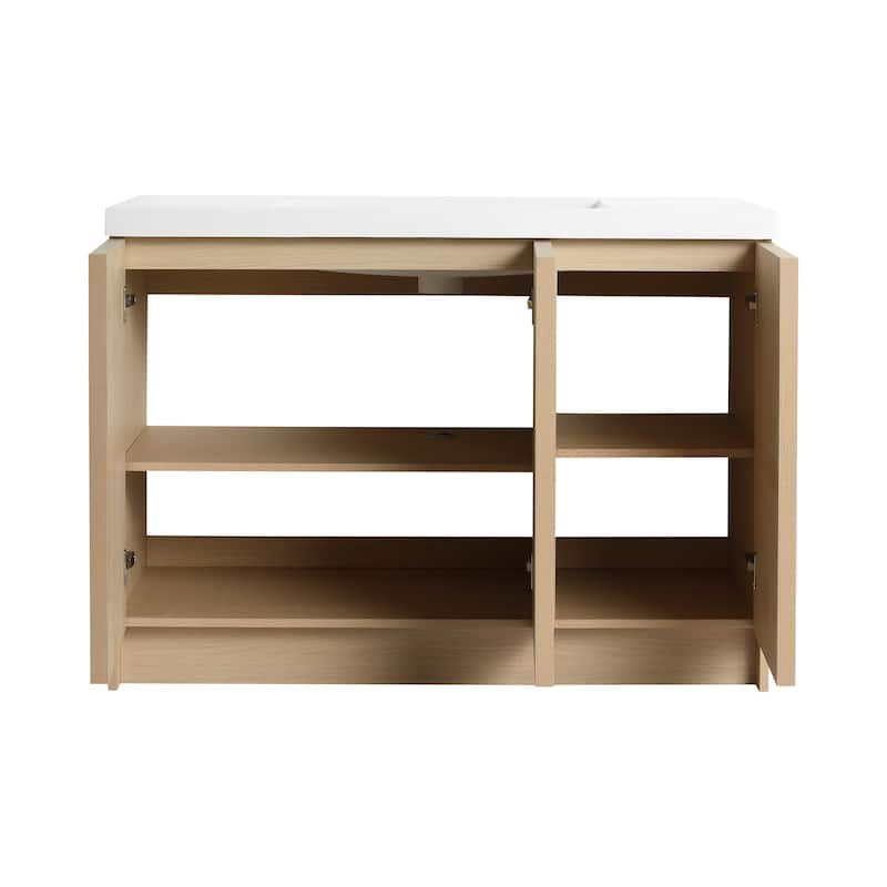 Bathroom Vanity With Resin Sink In 36/42/48 Inch, Freestanding Bathroom Vanity With Soft Close Doors And Shelf