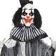 preview thumbnail 2 of 8, 6' Life Size Outdoor Halloween Classic Black and White Striped Clown Animatronic with Light Up Eyes & Sounds