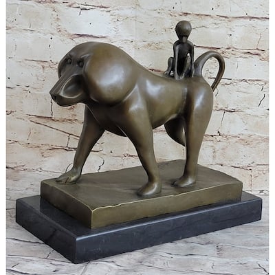 Baboon Baby Monkey Bronze Statue Sculpture Figure Modern Art Vobisova 10 Inches X 10.5 Inches