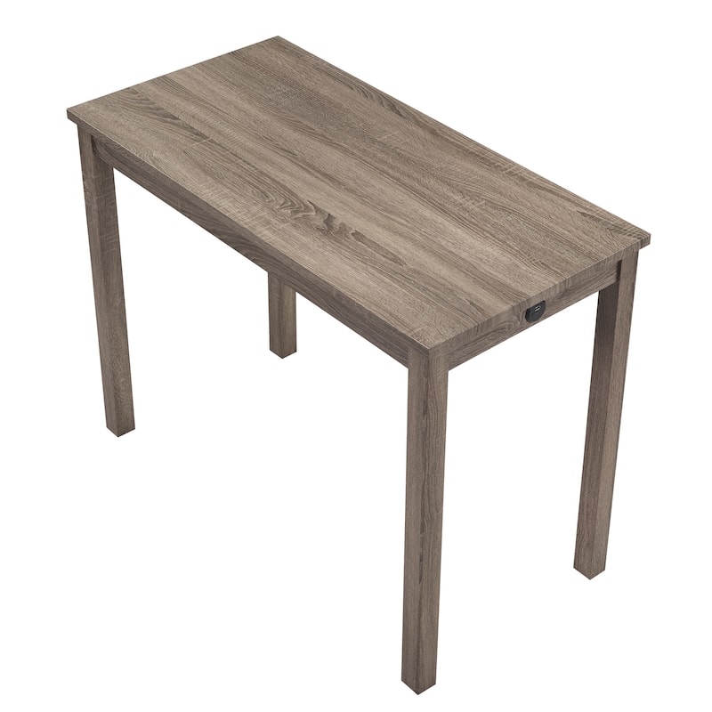 Modern 41.5"L Bar Table with Two 24"H Saddle Counter Stools and Built-in Power Outlets